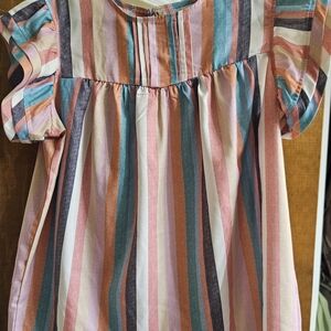 Striped Puff Sleeve Dress in Multi Colors